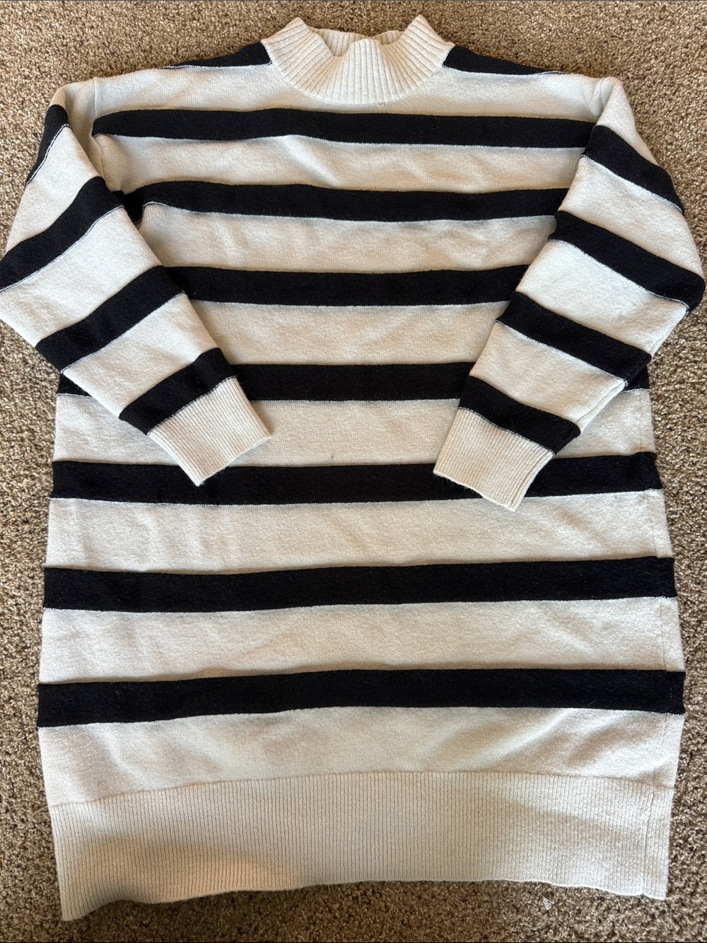 Striped Black and White Long Sleeve Sweater Dress